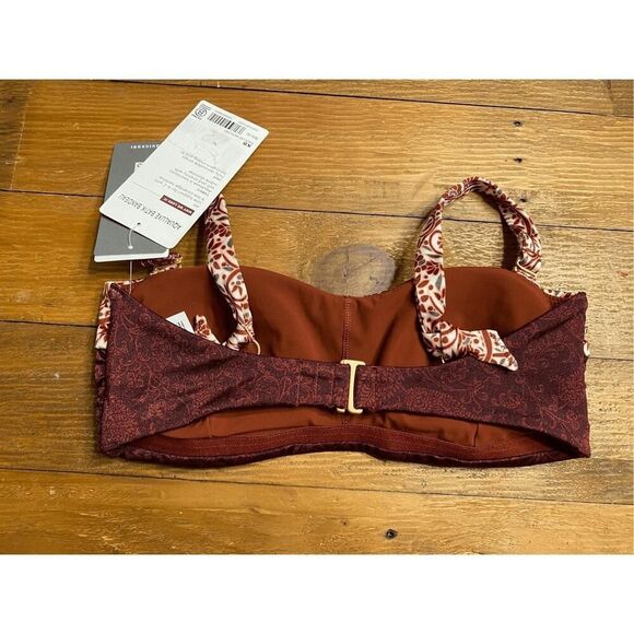 Athleta XS NWT Aqualuxe Batik Bandeau Bikini Top burgundy - Picture 8 of 9